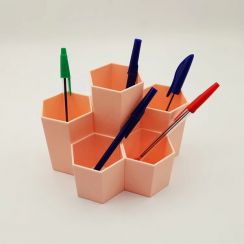 5Pcs Hexagonal Combined Plastic Pen Holder with Cute Design