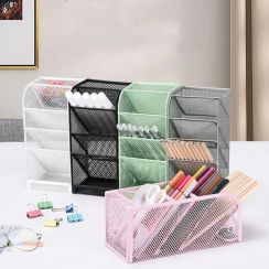 15Pcs Large Capacity Multi layer Metal Mesh Pen Holder