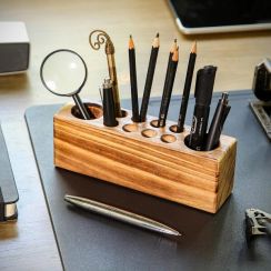 22Pcs Wooden Desk Pen Holder