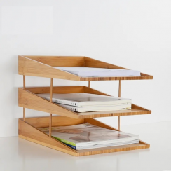 5Pcs Bamboo Stackable File Tray